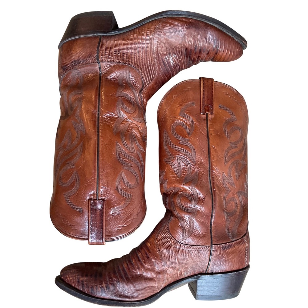 Dan Post Mens Teju Lizard Skin Cowboy Boots Brown Exotic Western 10.5 EW 3511